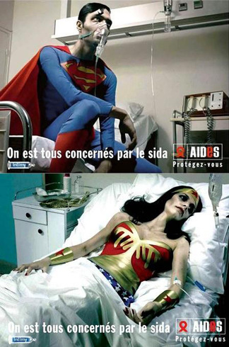 La campagne AIDES avec Wonderman et Superman
