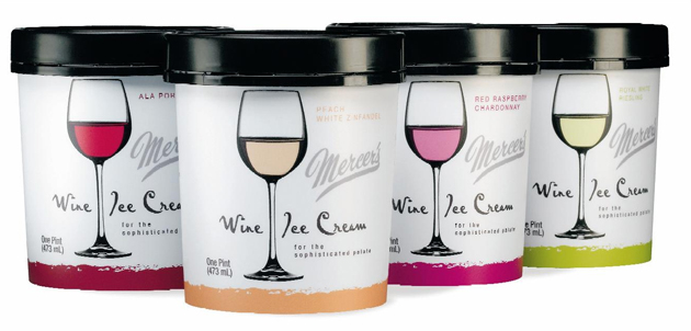Les pots de glaces aromatisés au Vin 