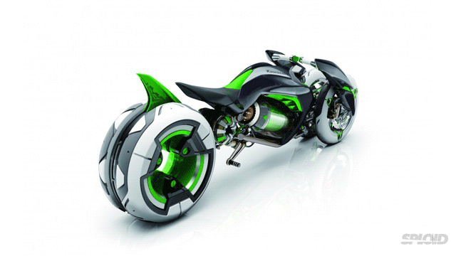 Kawazaky moto futur verte fluo 3 roues