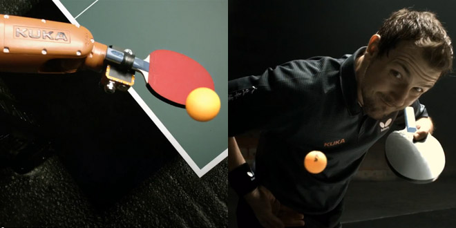 ping pong match duel robot homme