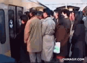foule dans le metro